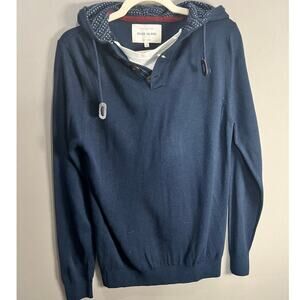 River Island Blue Henley Shirt Mens Medium Two-Layer Henley Casual Business